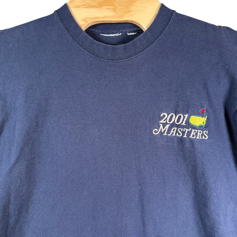 Masters 2001 Tournament TShirt Men Large Blue Tiger Woods Golf Augusta National